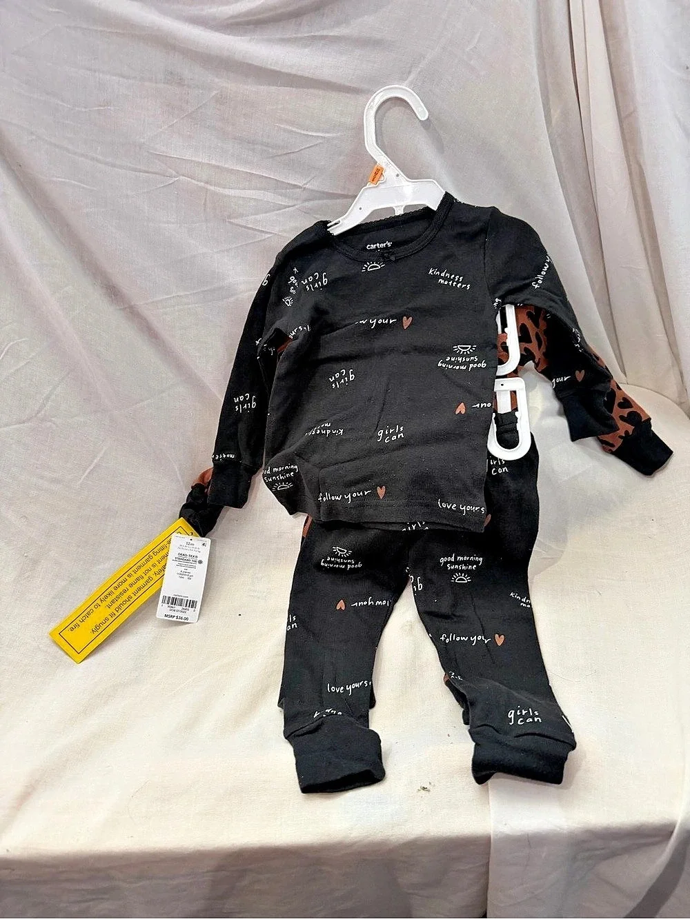 Carter's Baby 12m Black & Brown Animal Print Footie Set NWT